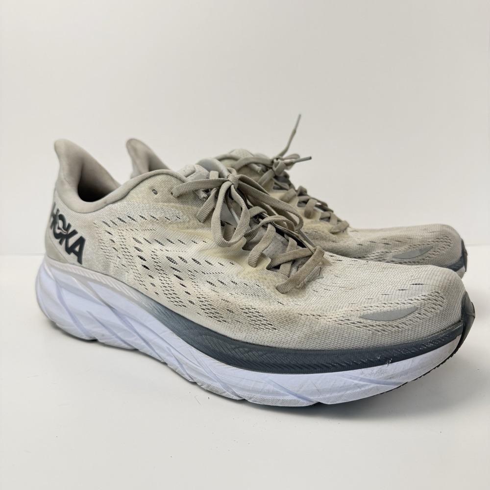 Hoka One One Clifton 8 Shoes Mens 12 D Grey Training Running Sneakers Run